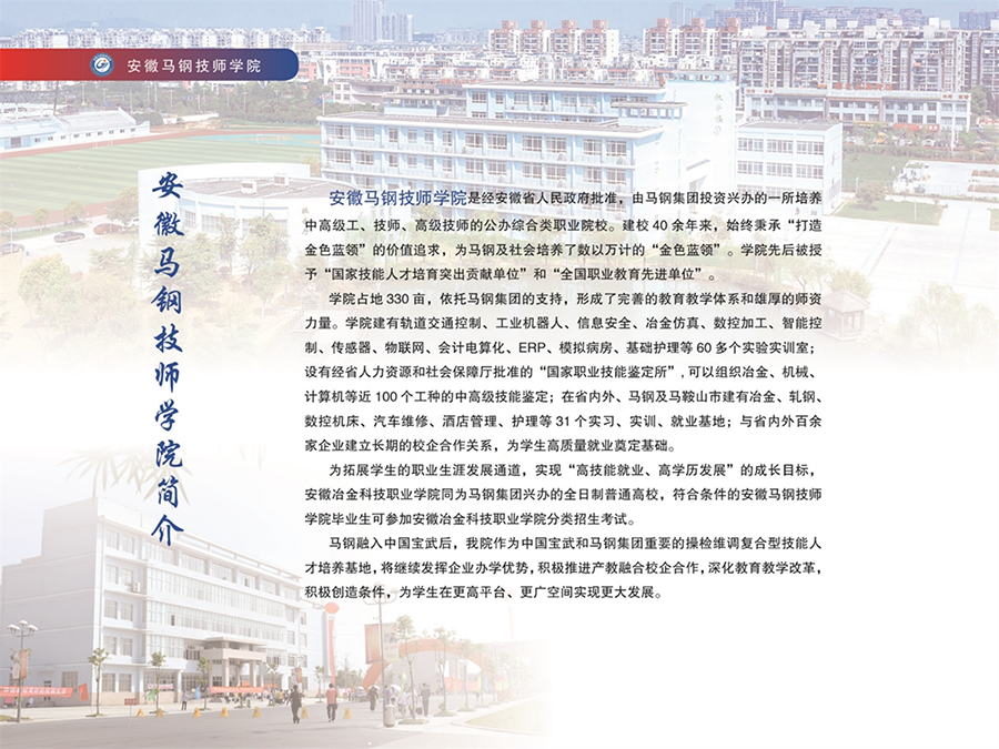 安徽馬鋼技師學院2024年秋季招生簡章